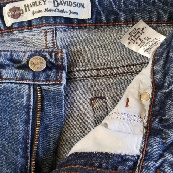 HARLEY DAVIDSON Women's Bootcut Blue Jeans Sz 6P Mid-Rise Biker Casual Festival - Picture 8 of 9